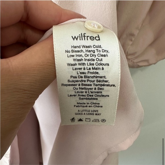 Aritzia Wilfred Diane Dress Long Sleeve Wrap Dress Pink Silk Sz M - Picture 12 of 15